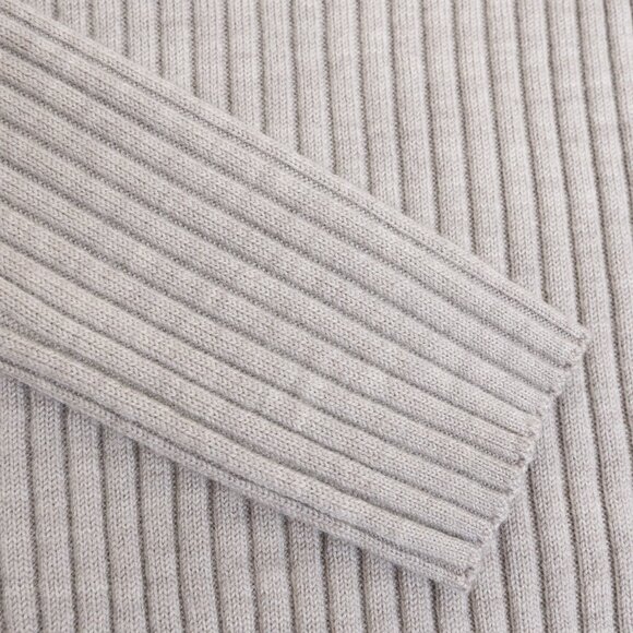 MUJI Neutral Washable Wool Turtleneck Ribbed Knit Sweater Beige Small - Picture 7 of 10